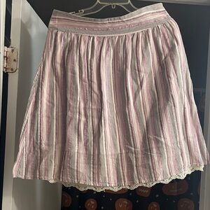 dELiA*s Pink and White Striped A-Line Skirt
